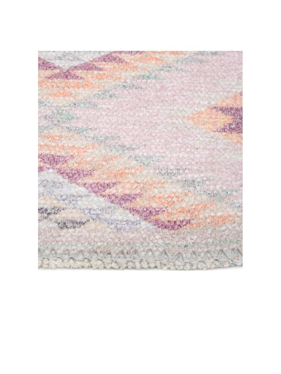 Passatoia Kilim etnica Ana, 80% poliestere 20% cotone, Rosa, multicolore, Larg. 75 x Lung. 230 cm