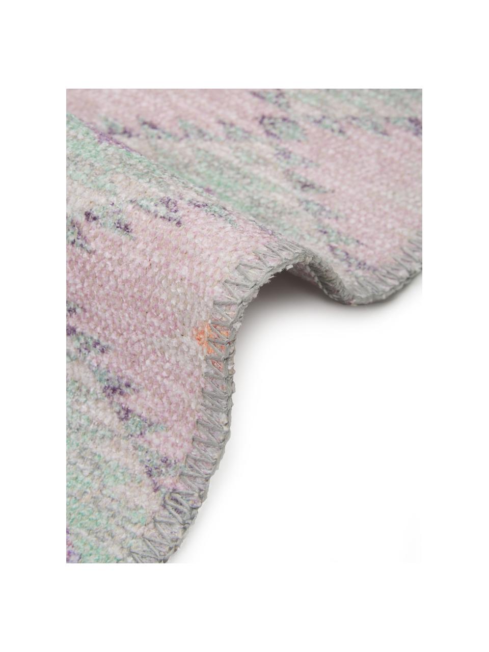 Kelimläufer Ana mit Ethnomuster in Rosa, 80% Polyester 20% Baumwolle, Rosa, Mehrfarbig, 75 x 230 cm