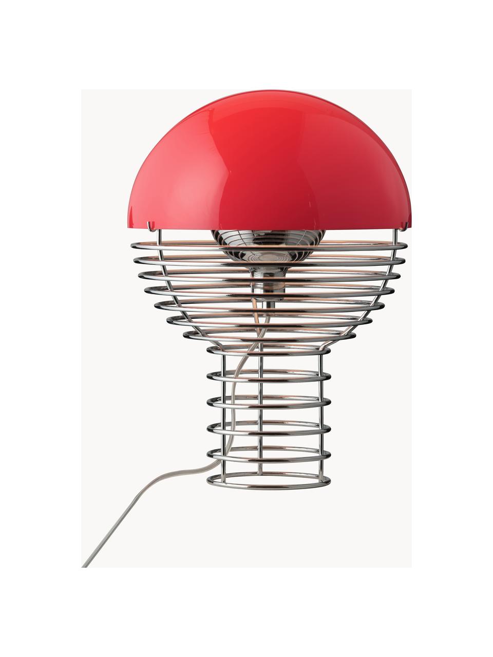 Dizajnová stolová lampa Wire, Chrómová, červená, Ø 30 x V 42 cm