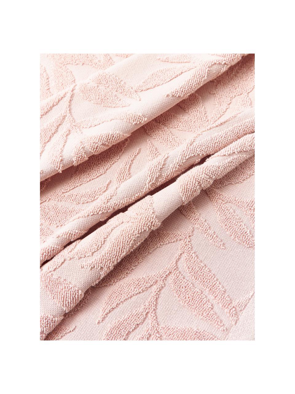 Ręcznik z bawełny Leaf, Blady różowy, S 70 x D 140 cm
