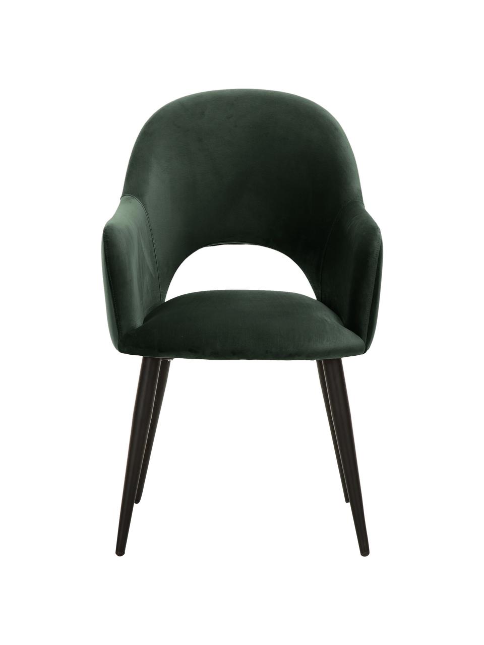 Chaise en velours rembourrée Rachel, Velours vert foncé, larg. 55 x prof. 65 cm