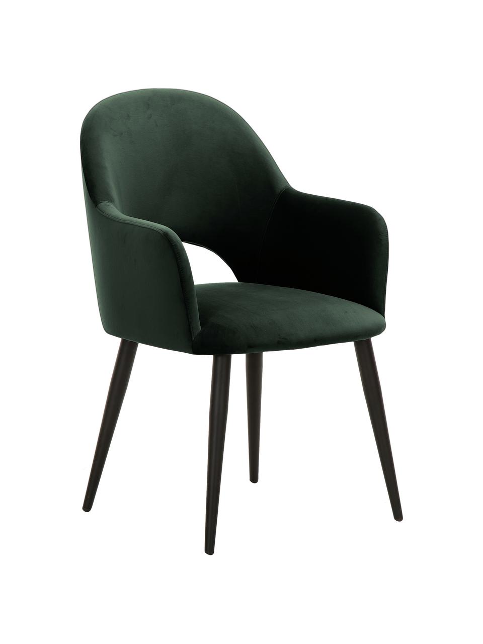 Chaise en velours rembourrée Rachel, Velours vert foncé, larg. 55 x prof. 65 cm