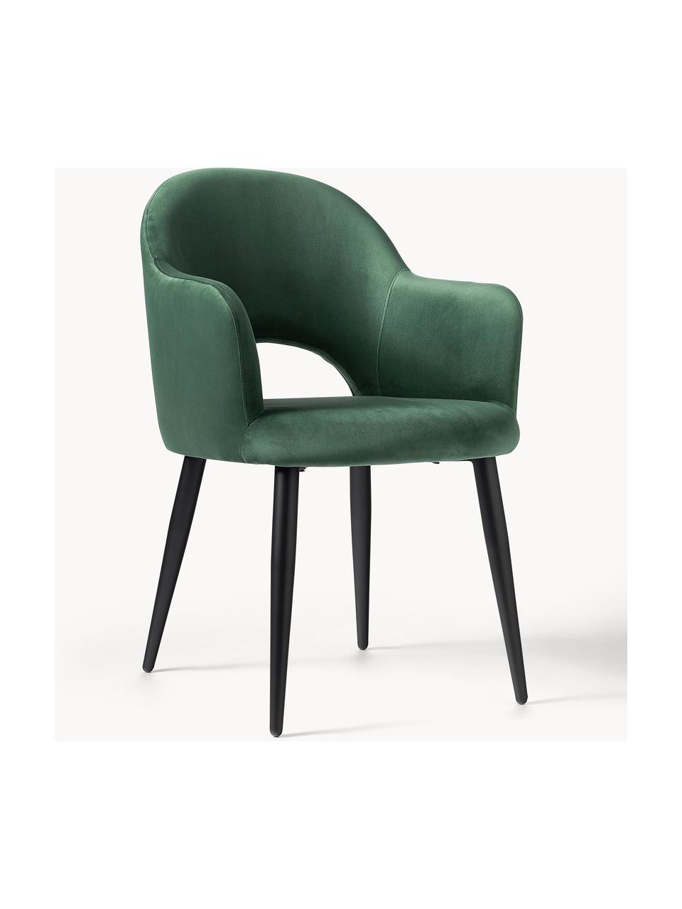 Chaise rembourrée en velours Rachel, Velours vert foncé, larg. 55 x prof. 65 cm