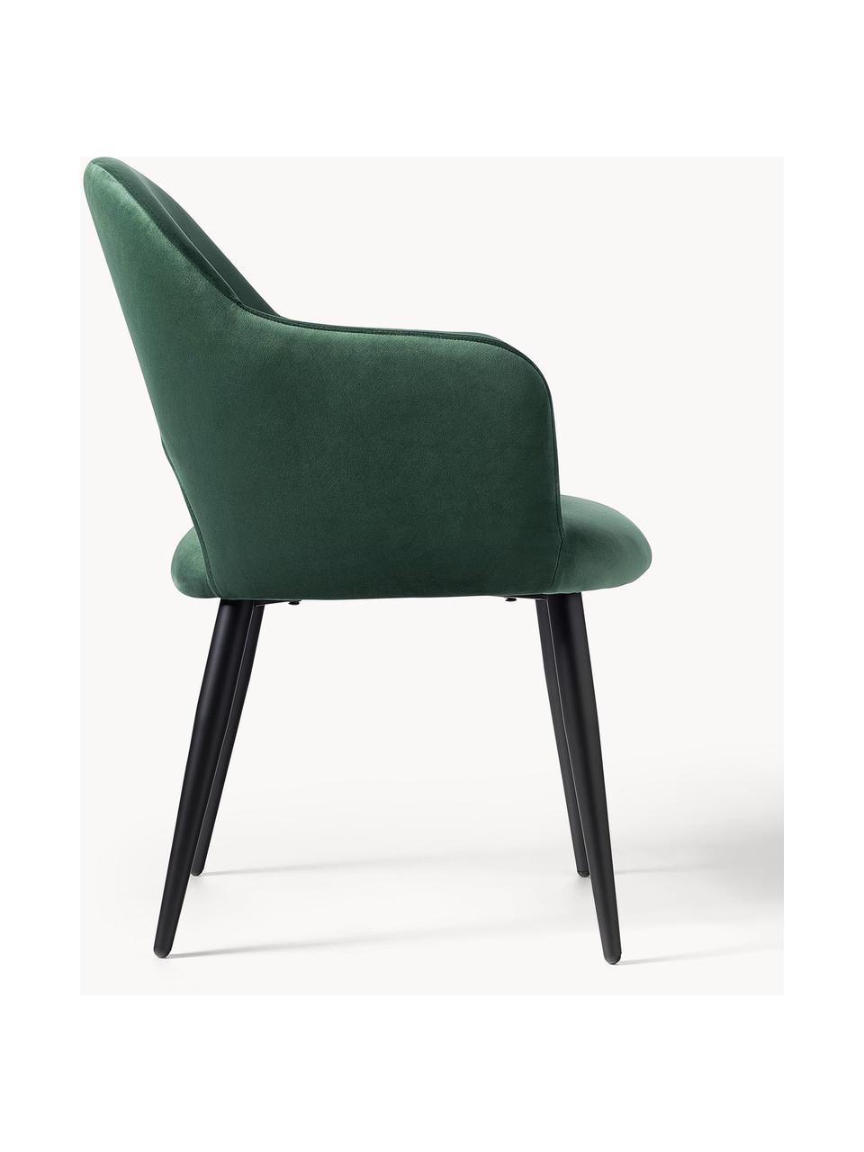 Chaise rembourrée en velours Rachel, Velours vert foncé, larg. 55 x prof. 65 cm