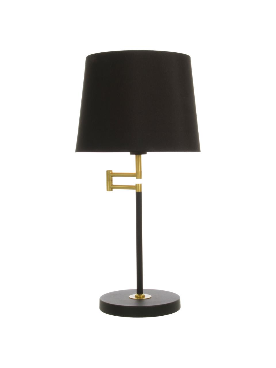 Grande lampe à poser orientable Birka, Noir, couleur dorée