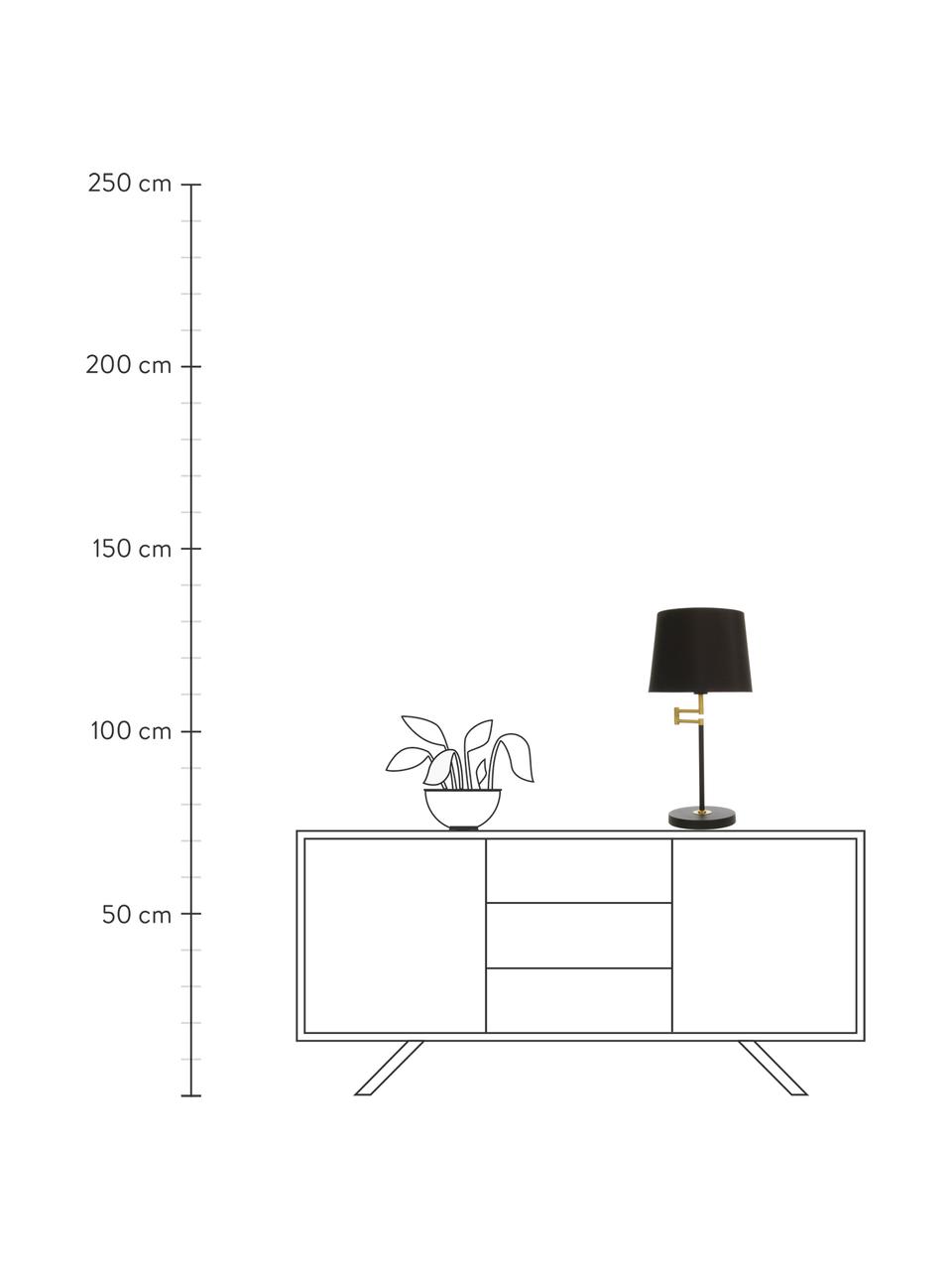 Große Verstellbare Tischlampe Birka, Lampenschirm: Textil, Lampenfuß: Metall, beschichtet, Dekor: Metall, Schwarz, Goldfarben, 35 x 61 cm