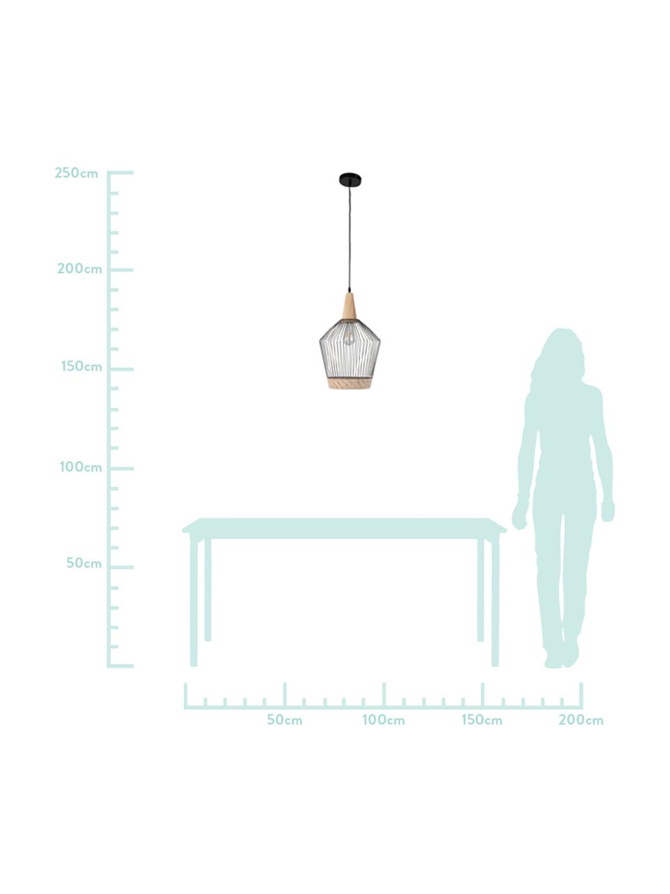 Lampa wisząca z rattanu i metalu Birdy, Klosz: rattan, jasny szary Osłona mocowania sufitowego: drewno kauczukowe, Ø 31 x W 48 cm