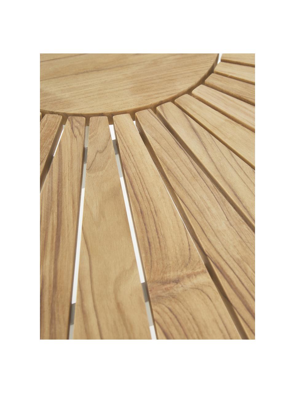 Okrągły stół ogrodowy z blatem z drewna tekowego Hard & Ellen, różne rozmiary, Blat: drewno tekowe, piaskowane, Drewno tekowe, biały, Ø 110 x W 73 cm