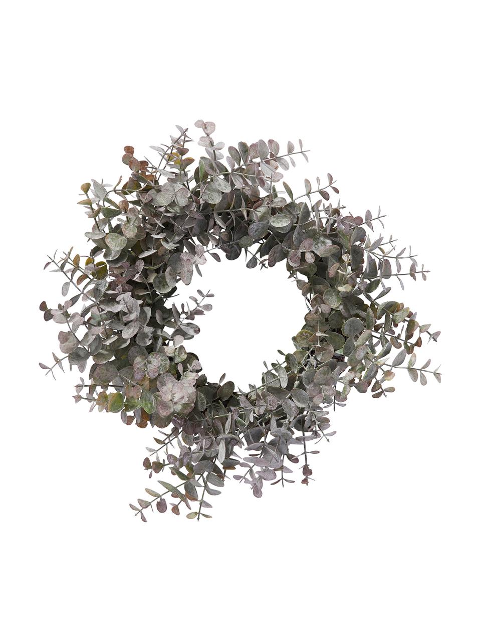 Corona navideña de eucalipto artificial Eurelia, Plástico, Verde grisaceo, Ø 28 x Al 8 cm