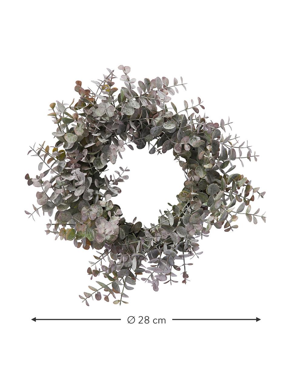 Künstlicher Eukalyptuskranz Eurelia Ø 28 cm, Kunststoff, Pudergrün, Ø 28 x H 8 cm