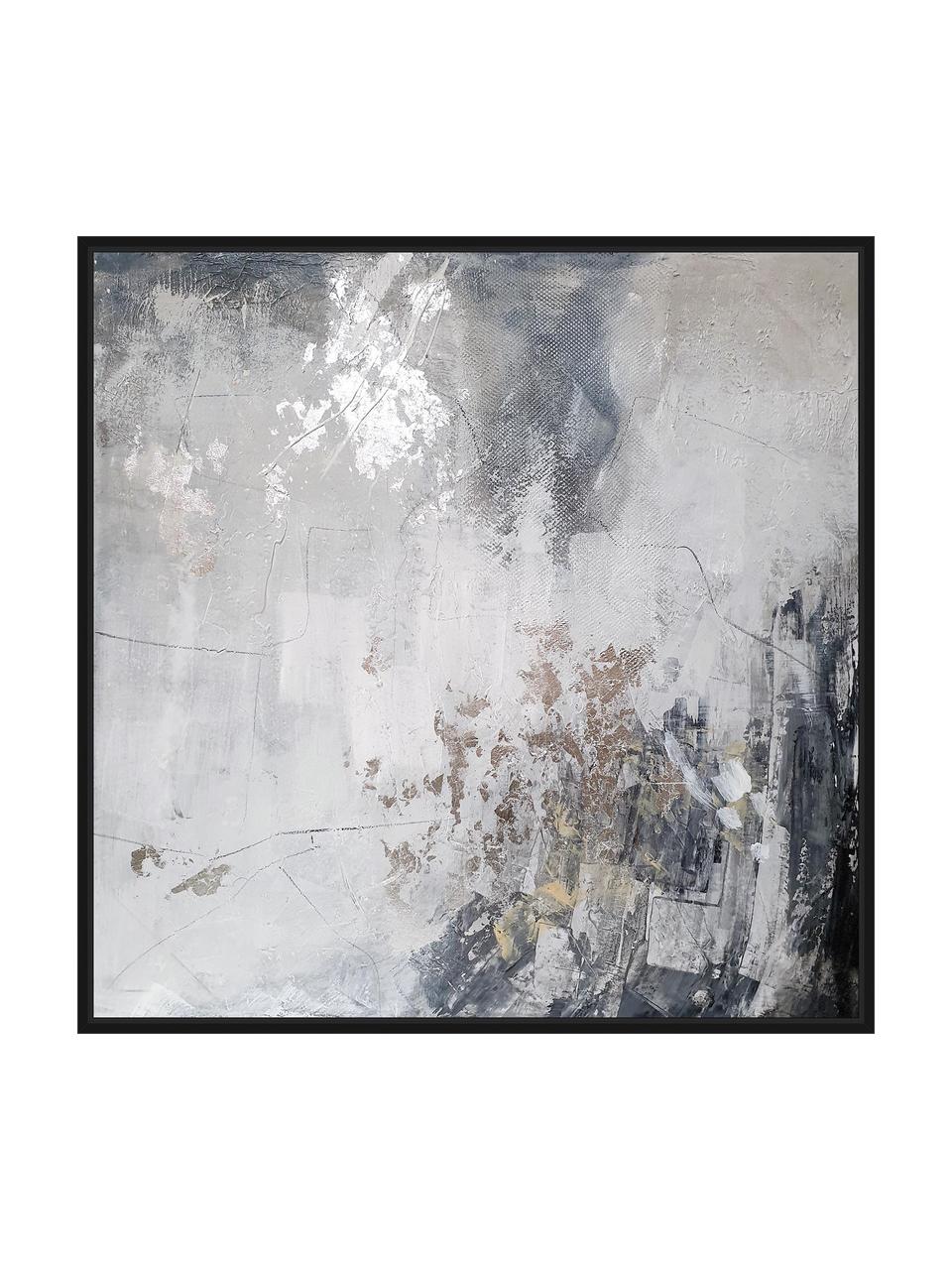 Ingelijste canvasdoek Speculation, Lijst: hout, Grijstinten, beige, B 103 x H 103 cm