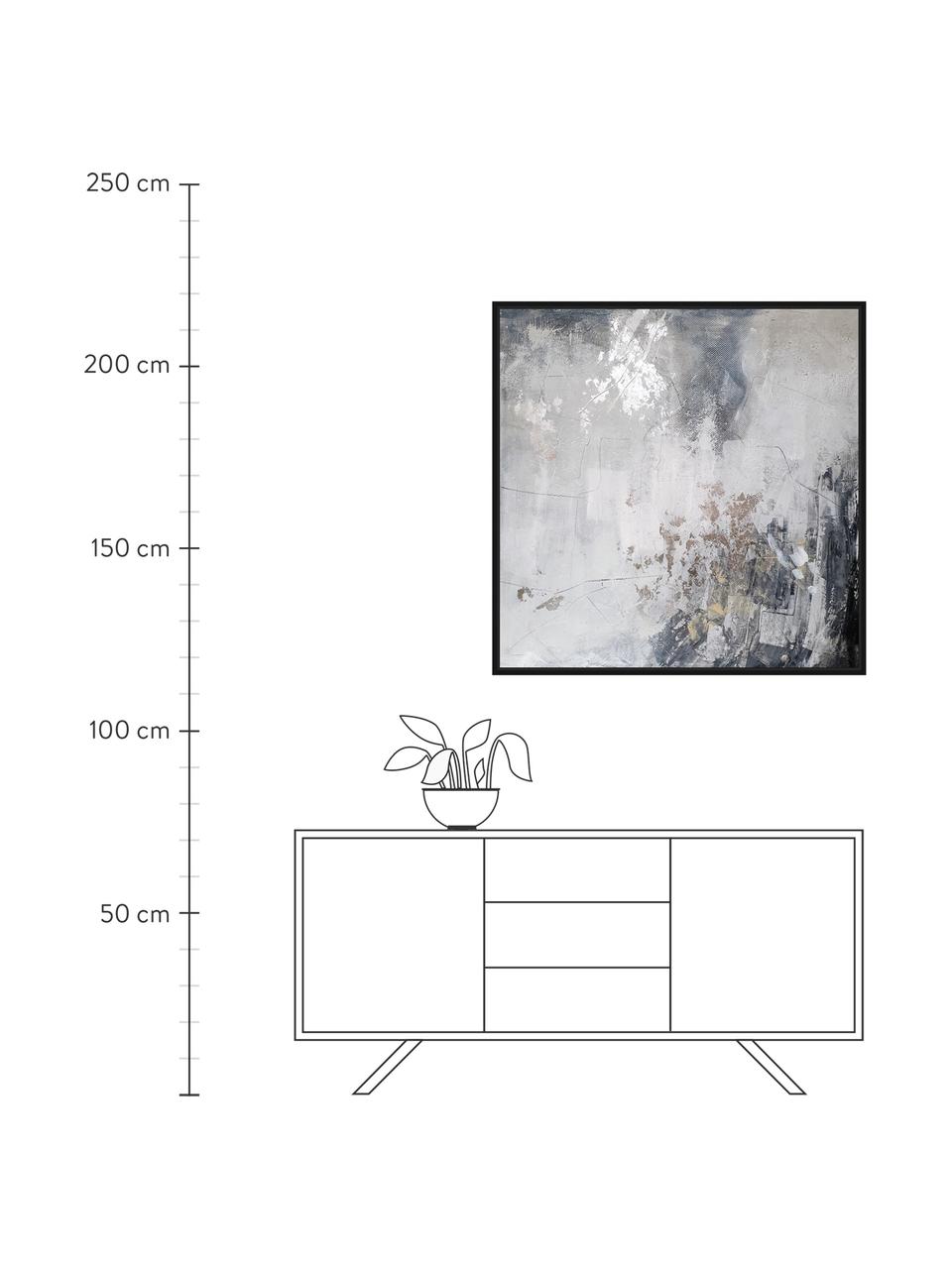 Oprawiony obraz na płótnie Speculation, Odcienie szarego, beżowy, S 103 x W 103 cm