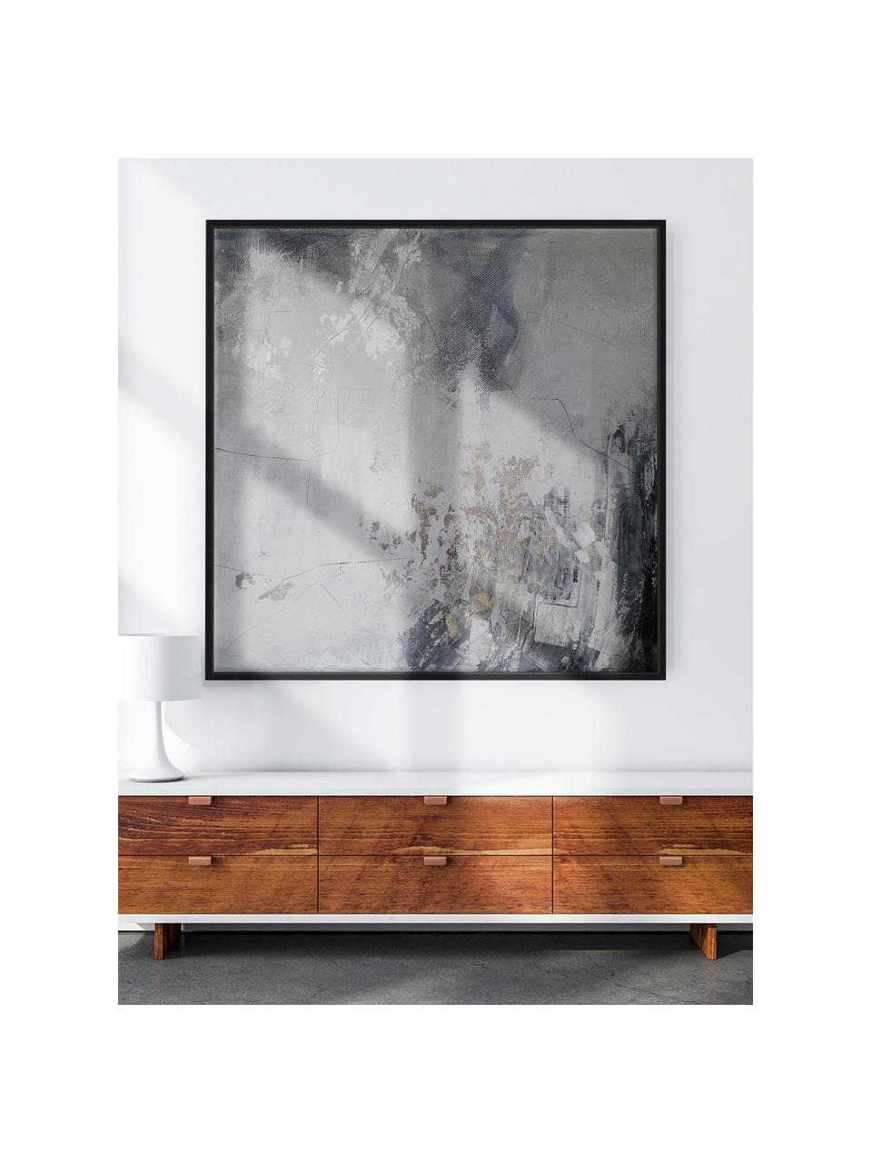 Gerahmtes Leinwandbild Speculation, Bild: Leinwand, Rahmen: Holz, Grautöne, Beige, B 103 x H 103 cm