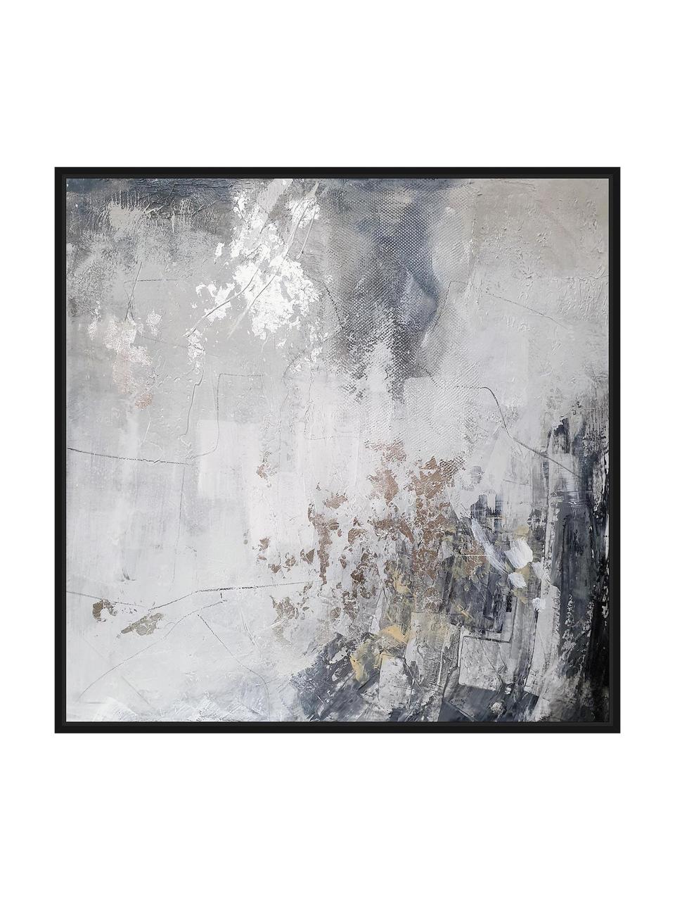 Maľba na plátne v ráme Speculation, Odtiene sivej, Š 103 x V 103 cm
