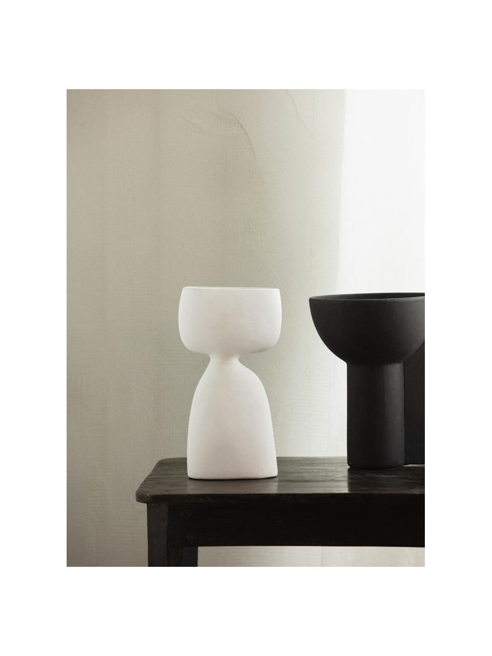 Handgefertigte Deko-Vase Siv, H 30 cm, Terrakotta, Weiß, B 15 x H 30 cm