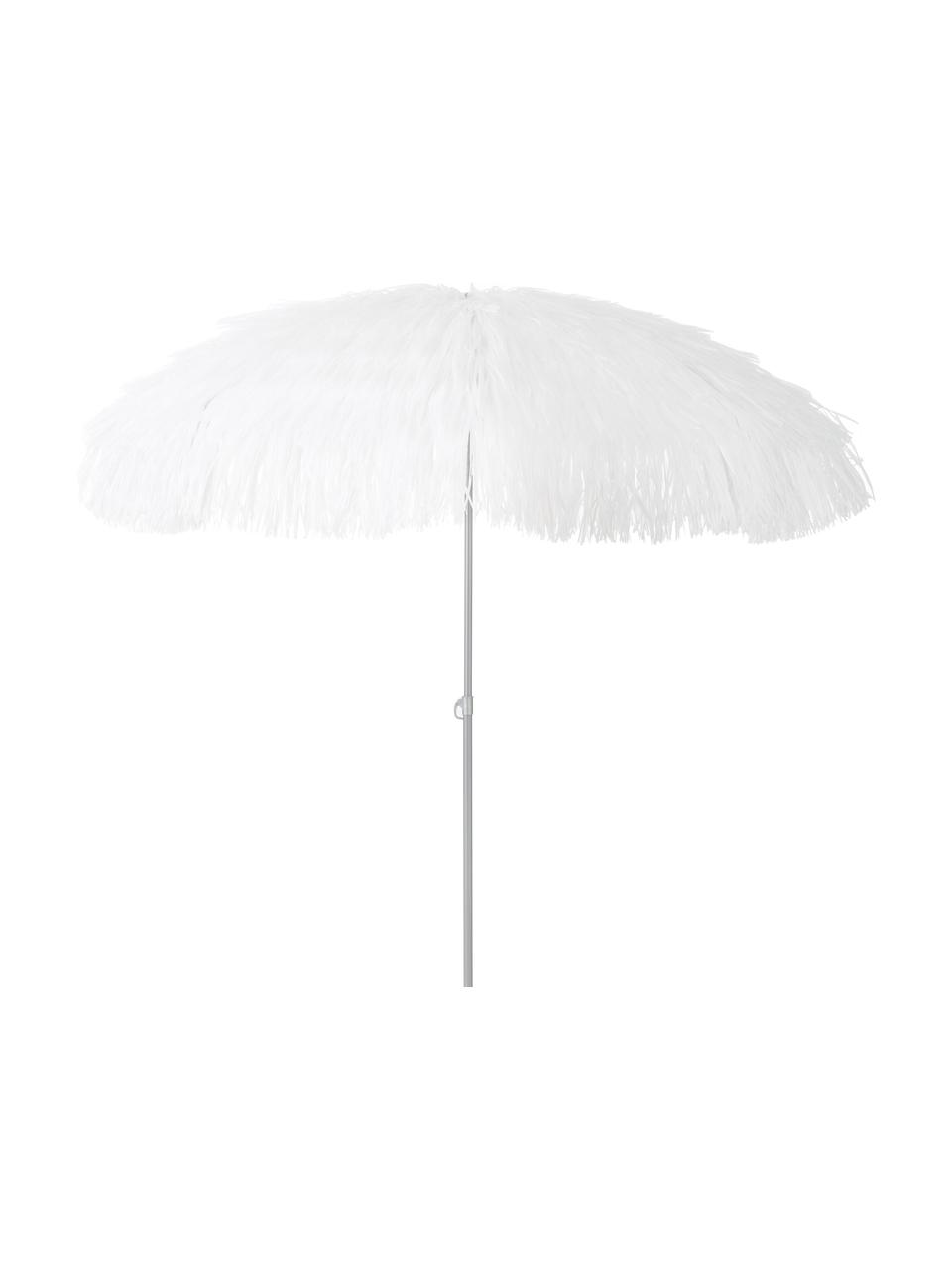 Parasol Hawaii in wit met franjes, Ø 200 cm, Wit, Ø 200 x H 210 cm