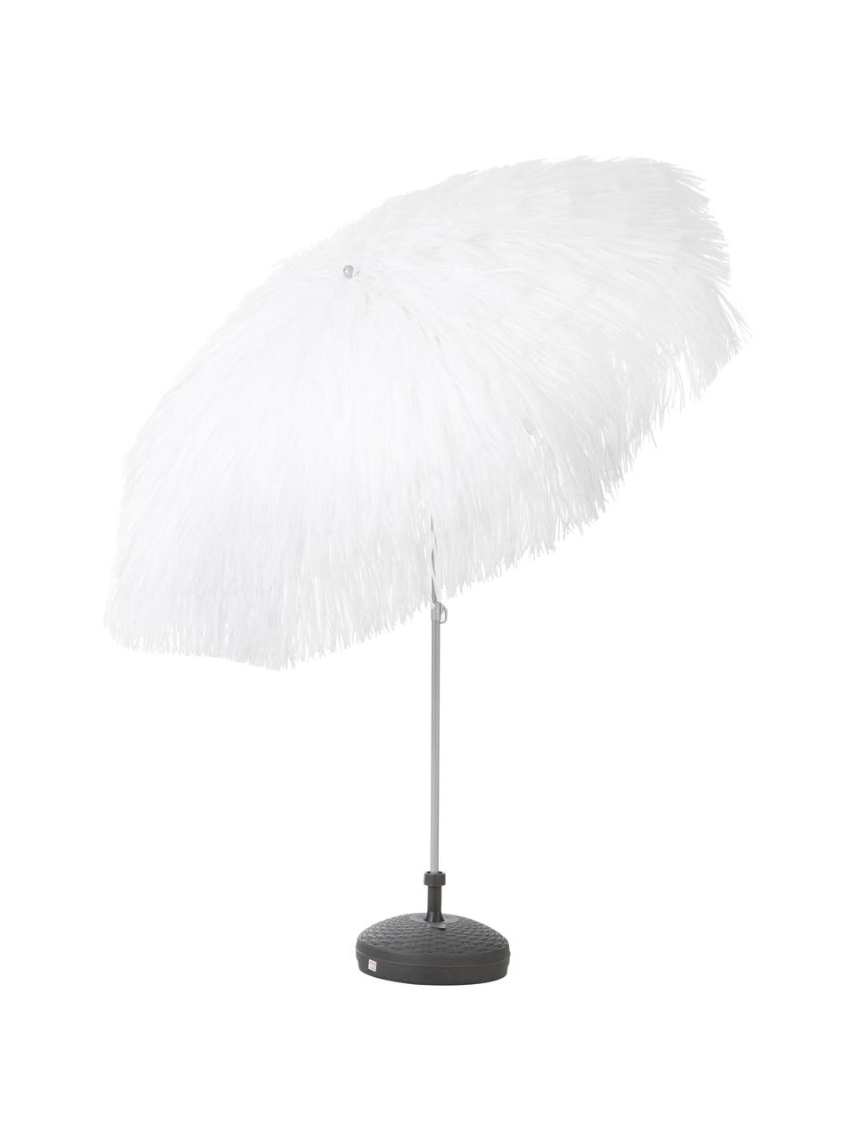 Ombrellone bianco con frange Hawaii Ø200 cm, Bianco, Ø 200 x Alt. 210 cm