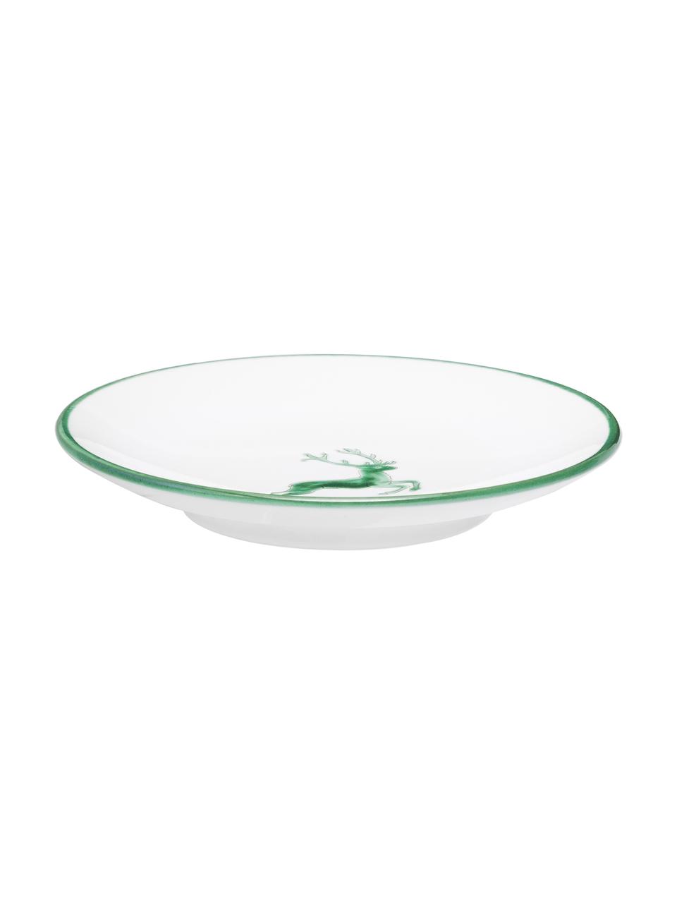 Sous-tasse en céramique artisanale Cerf Vert Classic, Céramique, Vert, blanc, Ø 15 cm