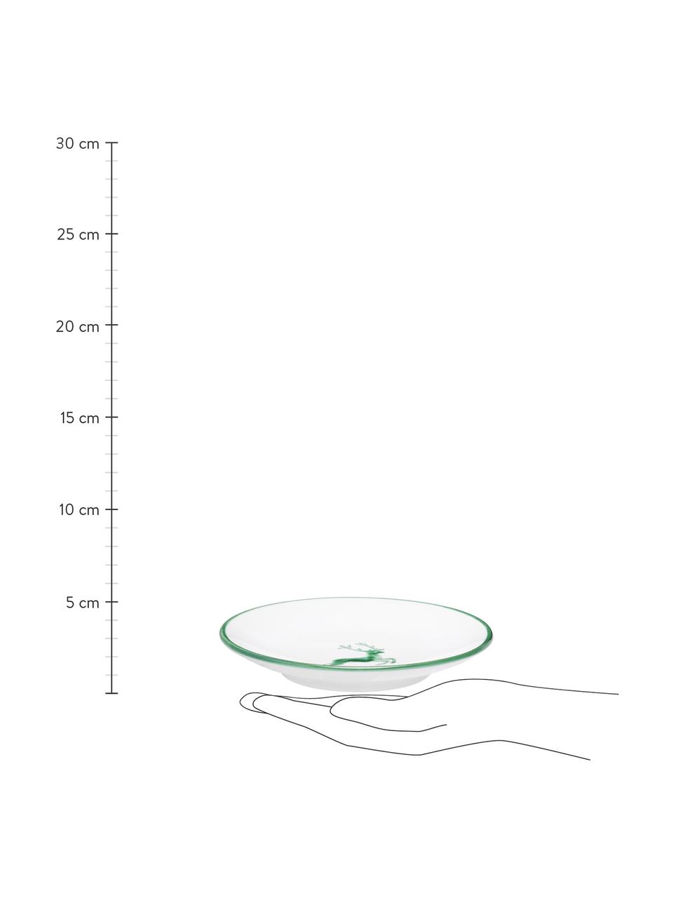 Sous-tasse en céramique artisanale Cerf Vert Classic, Céramique, Vert, blanc, Ø 15 cm