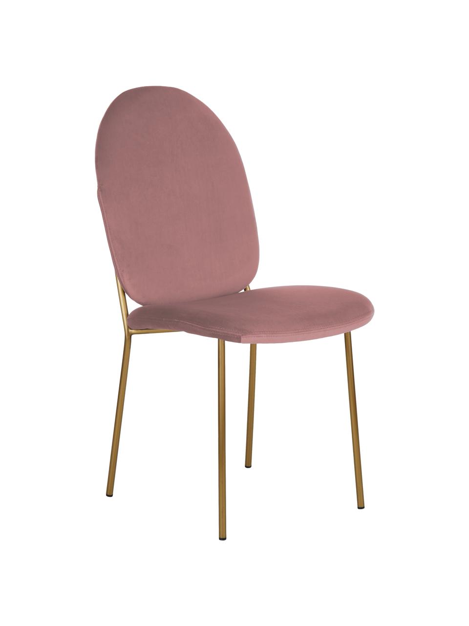 Chaise en velours rembourrée Mary, Vieux rose