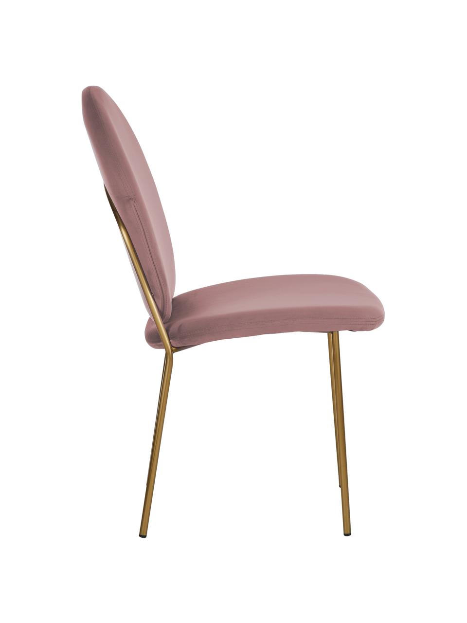 Krzesło tapicerowane z aksamitu Mary, Tapicerka: aksamit (poliester) 15 00, Nogi: metal powlekany, Brudny różowy, S 44 x G 65 cm
