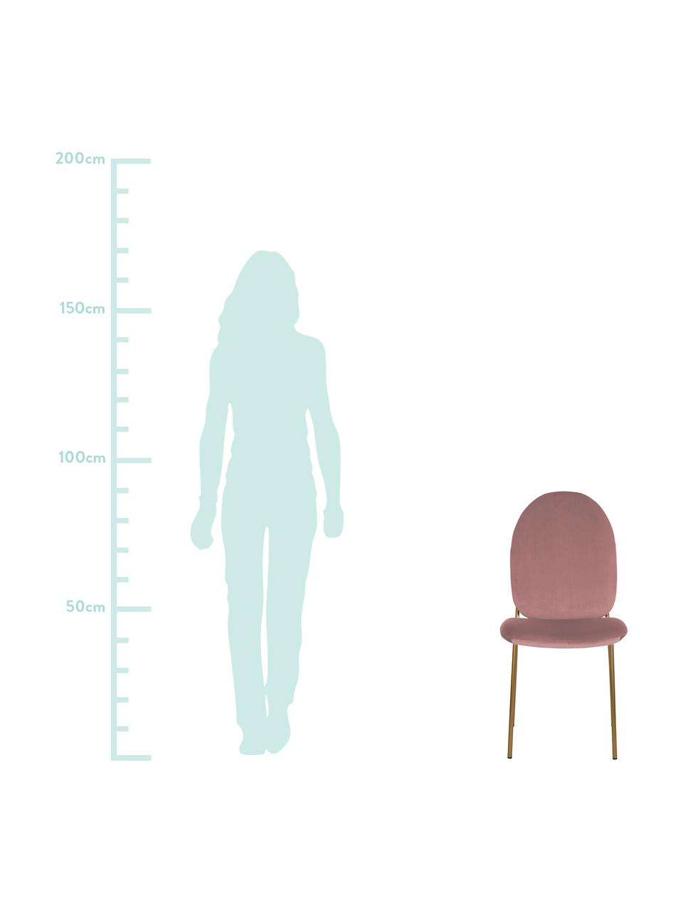 Fluwelen stoel Mary, Bekleding: fluweel (polyester), Poten: bekleed metaal, Oudroze, B 44 x D 65 cm
