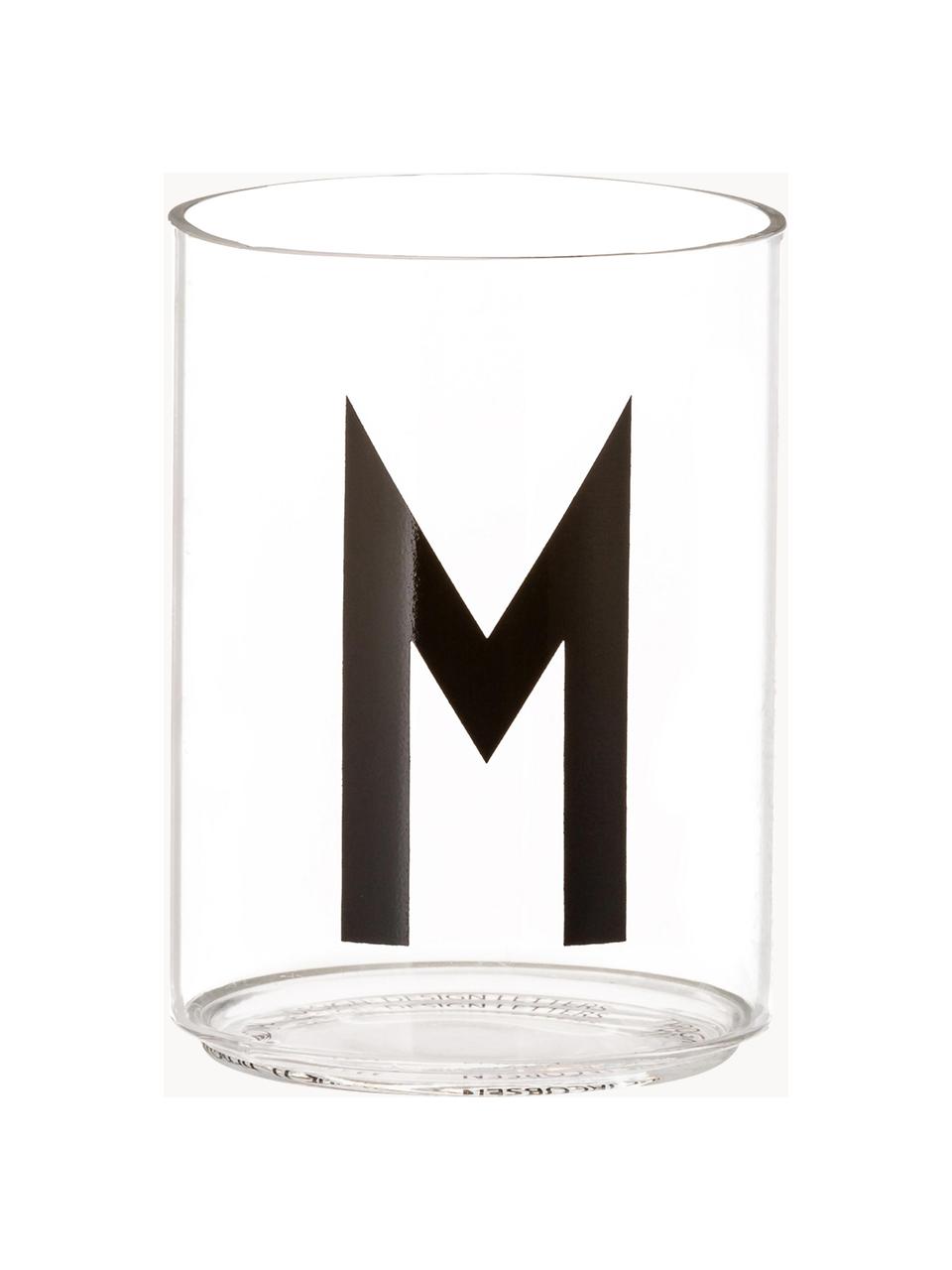 Design waterglas Personal met letters (varianten van A tot Z), Borosilicaatglas, Transparant, zwart, Waterglas A, 300 ml