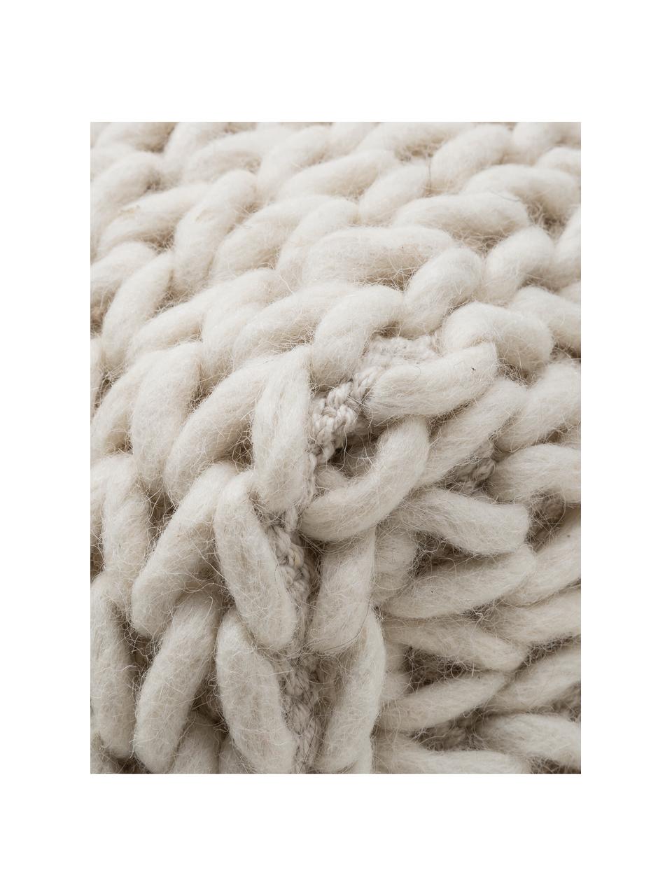 Pouf a maglia Anna, Rivestimento: 80% lana, 20% cotone, Grigio, crema, Larg. 45 x Alt. 30 cm
