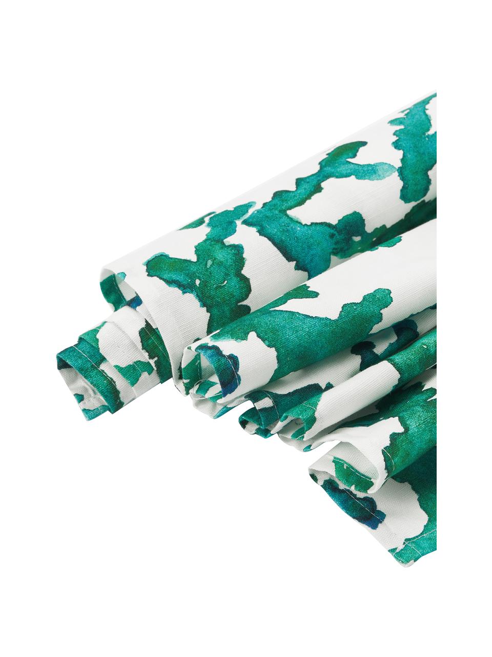 Runner Estran, 100% cotone, Bianco, petrolio, Larg. 50 x Lung. 160 cm