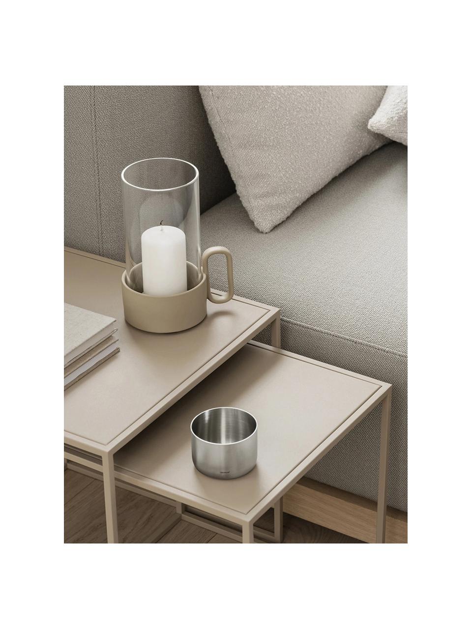 Tables d'appoint Fera, 2 élém., Acier, revêtement par poudre, Beige, Lot de différentes tailles