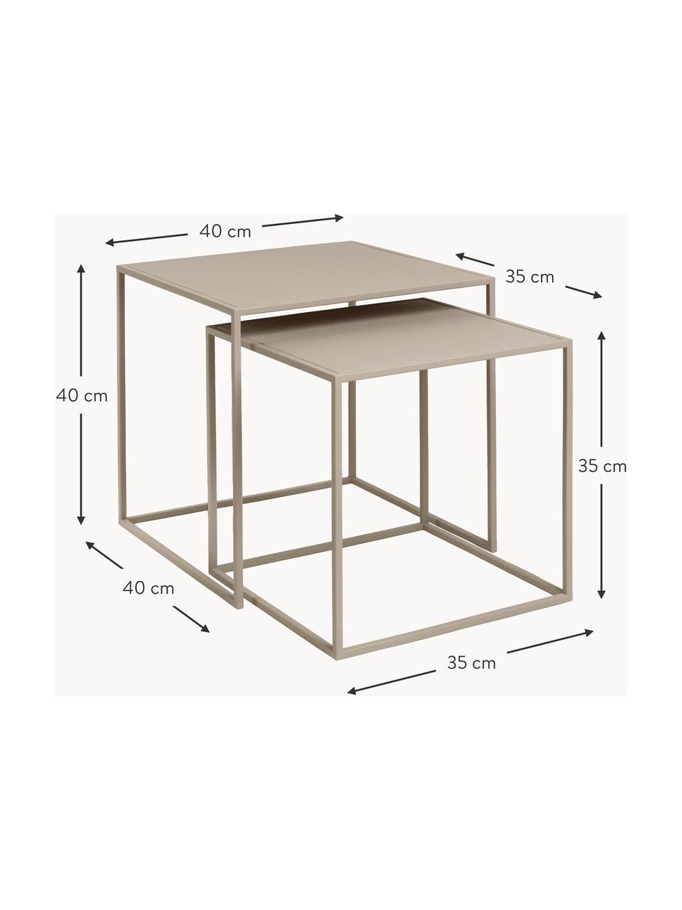 Set de mesas auxiliares Fera, 2 uds., Acero con pintura en polvo, Beige, Set de diferentes tamaños