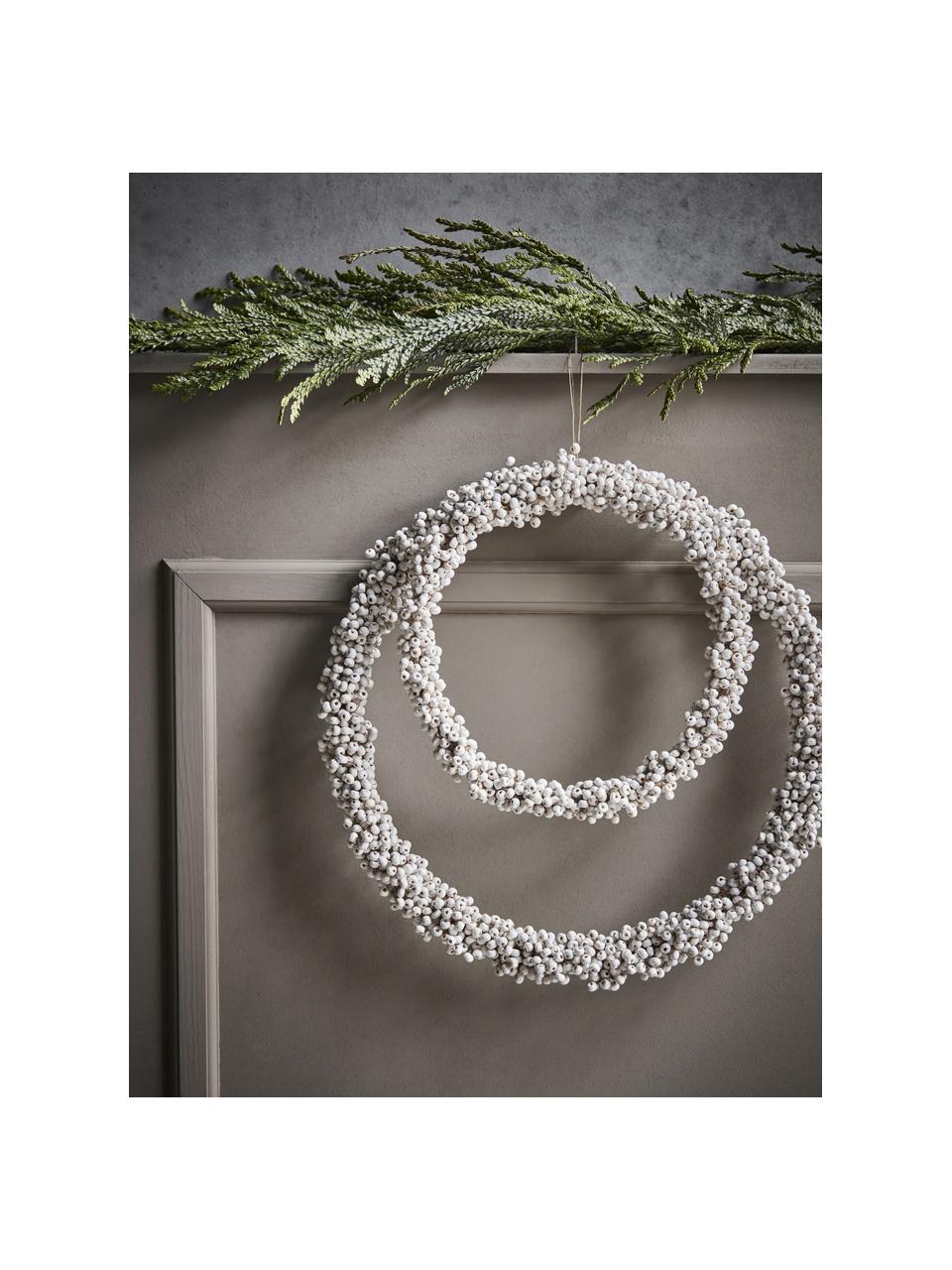 Corona di Natale fatta a mano Winter, varie misure, Plastica, Bianco latte, Ø 33 cm