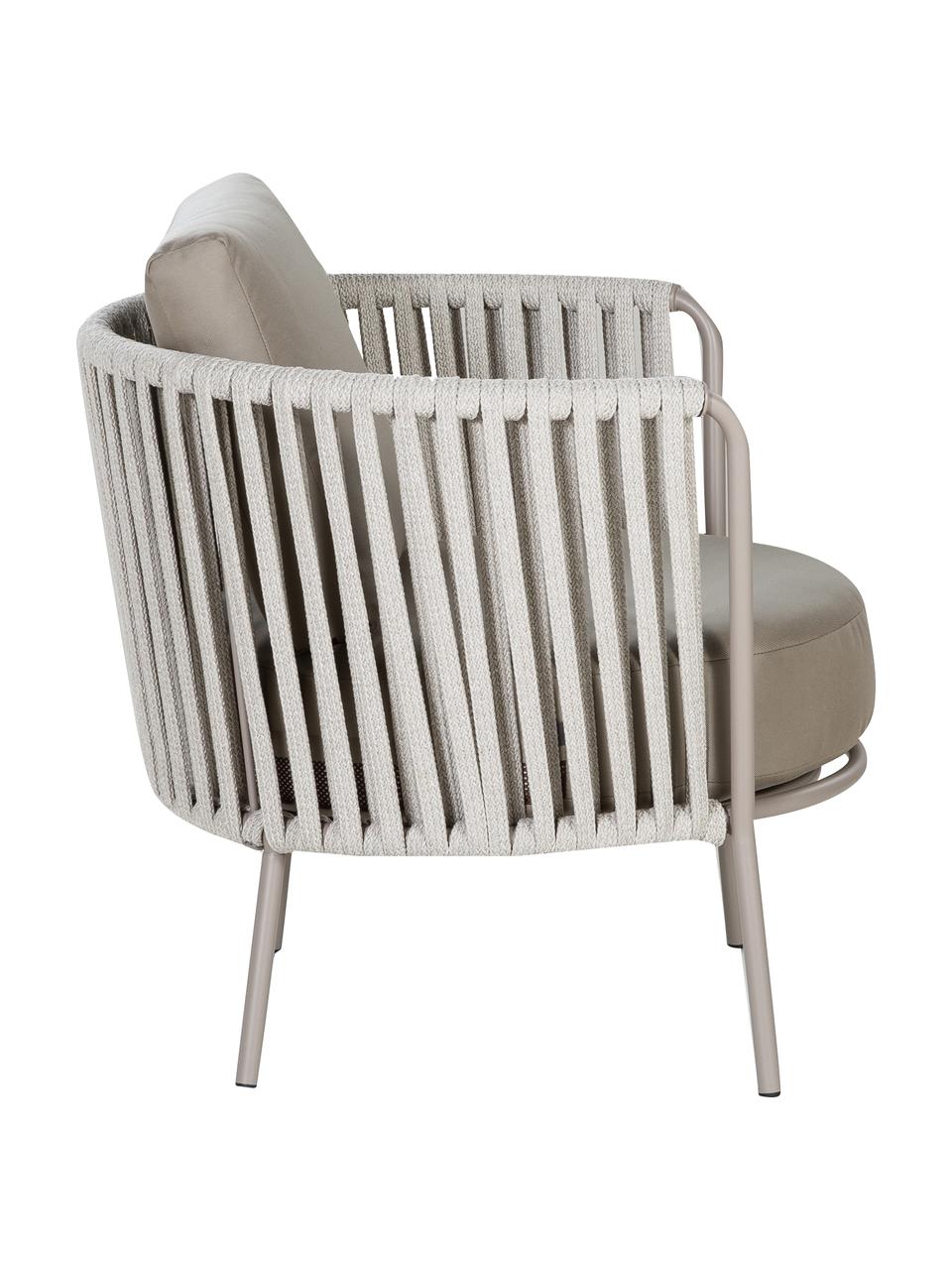 Garten-Loungesessel Sunderland mit Sitzpolster, Beine: Stahl, galvanisch verzink, Bezug: Polyacryl, Taupe, Helltaupe, B 73 x T 74 cm