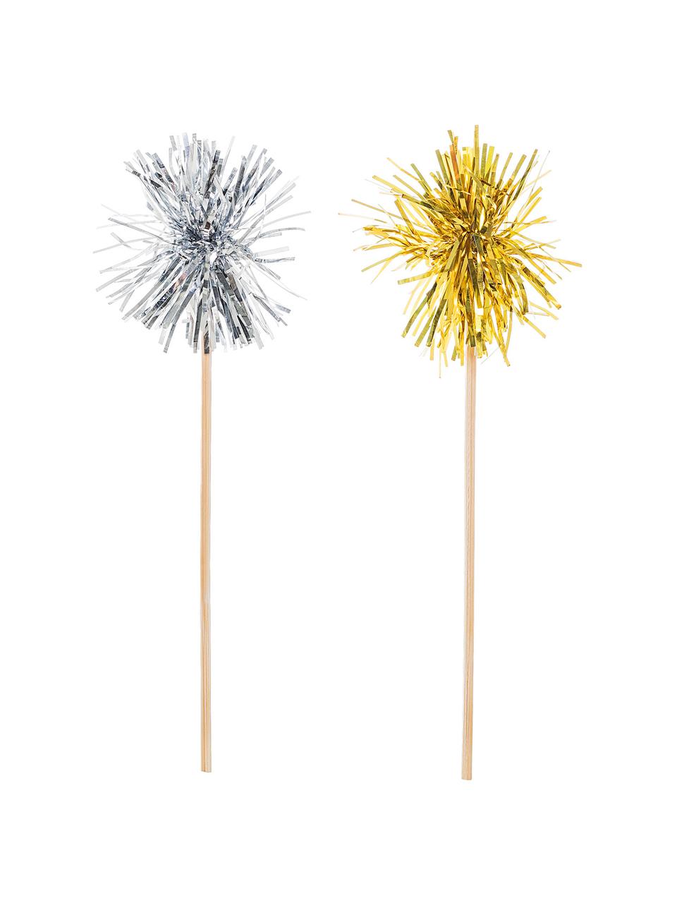 Cocktailstäbchen-Set Pompom, 24-tlg., Goldfarben, Silberfarben, L 16 cm