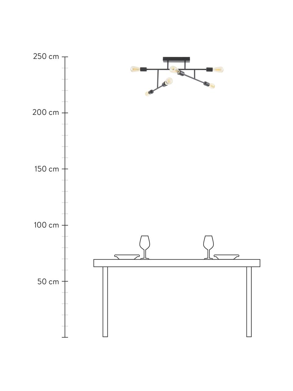 Große Deckenleuchte Joni, Baldachin: Metall, pulverbeschichtet, Schwarz, B 75 x H 36 cm