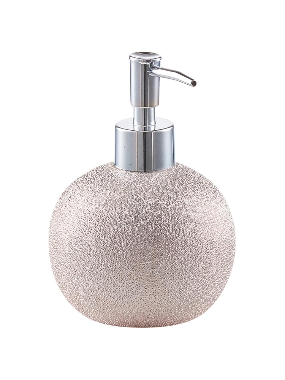 Dispenser sapone in gres Glitter, Contenitore: gres, Testa della pompa: metallo, Dorato rosa, Ø 10 x Alt. 15 cm