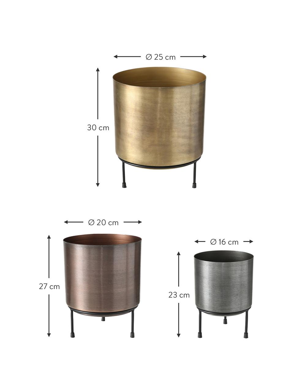 Cache-pot sur pied Dean, 3 élém., Métal, Multicolore, Lot de différentes tailles