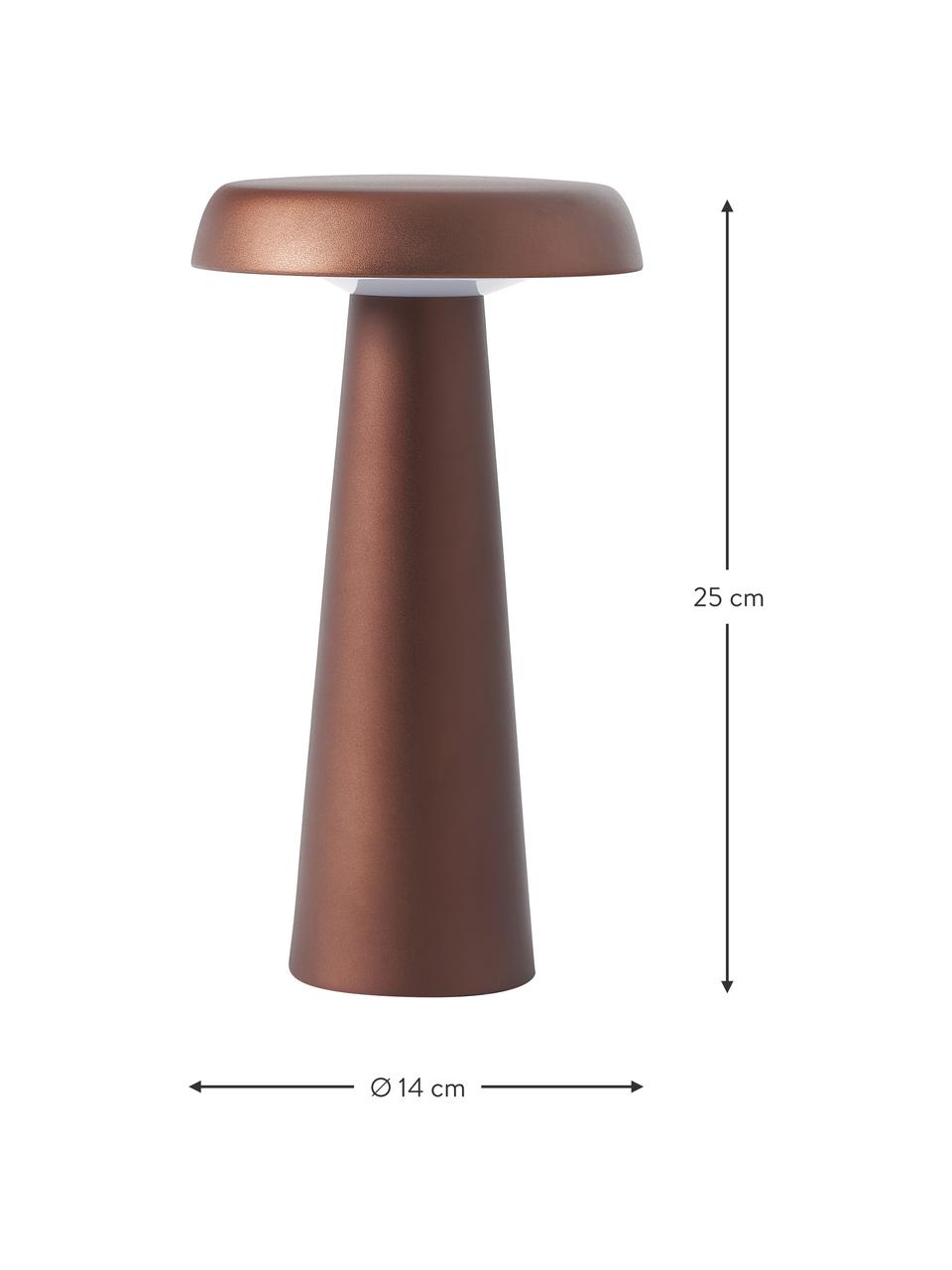 Zewnętrzna lampa stołowa LED z funkcją przyciemniania Arcello, Metal anodowany, Czerwonobrązowy, Ø 14 x W 25 cm