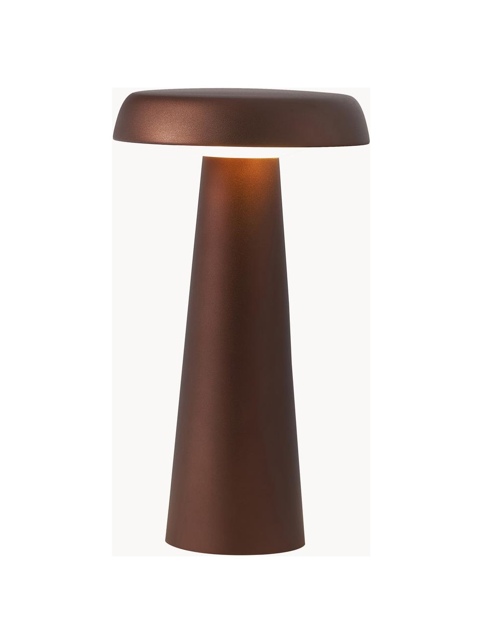 Venkovní stolní LED lampa Arcello, Eloxovaný kov, Tmavě hnědá, Ø 14 cm, V 25 cm