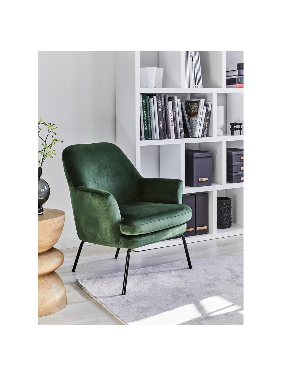 Fauteuil cocktail en velours vert Chisa, Vert forêt, larg. 68 x prof. 73 cm