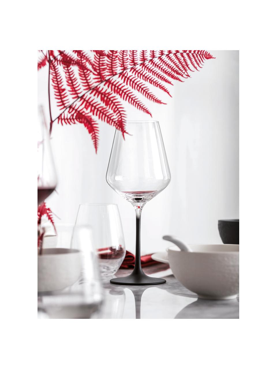 Copas de vino tinto de cristal Manufacture Rock, 4 uds., Cristal, Transparente, negro, Ø 10 x Al 23 cm, 490 ml