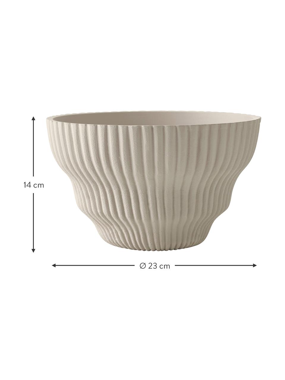 Bol décoratif métal beige Rib, Ø 23 cm, Aluminium, enduit, Beige, Ø 23 x haut. 14 cm