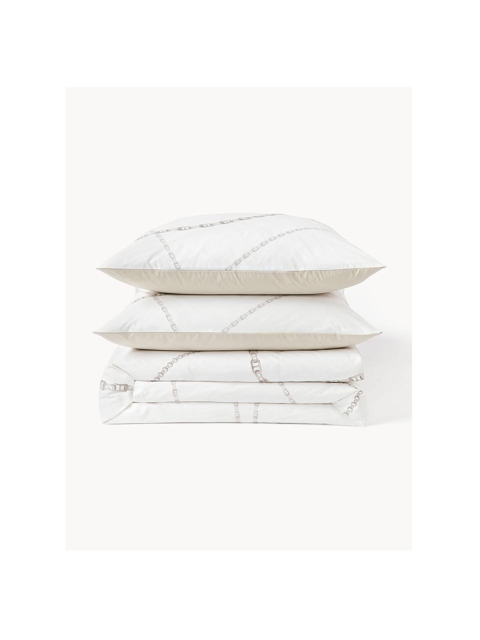 Funda nórdica de percal Ciana, Blanco crema, Cama 90 cm (155 x 220 cm)