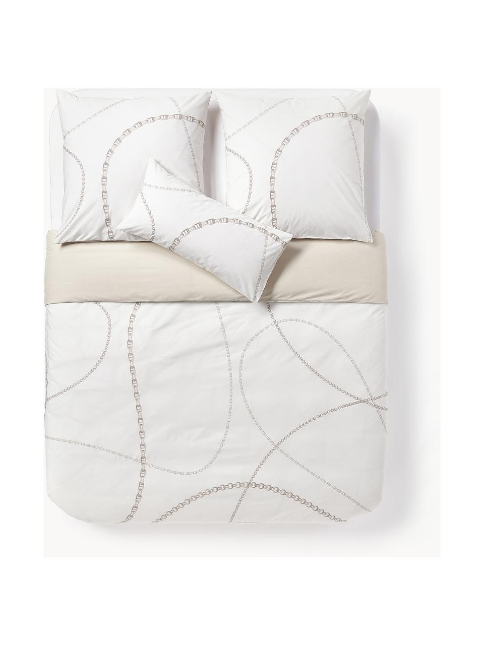 Funda nórdica de percal Ciana, Blanco crema, Cama 90 cm (155 x 220 cm)