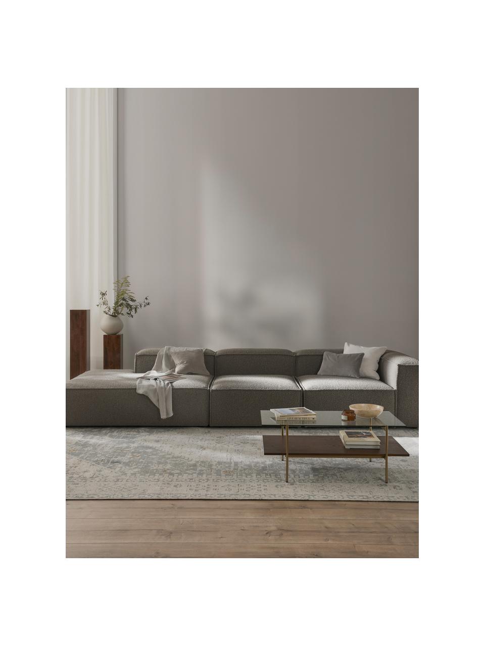 Modulaire XL chaise longue Lennon uit bouclé, Bekleding: bouclé (100% polyester) M, Frame: massief grenenhout, multi, Poten: kunststof Dit product is , Bouclé greige, B 357 x D 119 cm, armleuning rechts