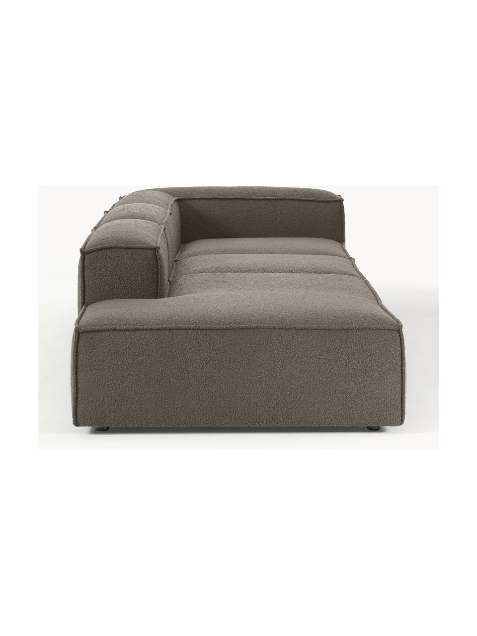 Modulaire XL chaise longue Lennon uit bouclé, Bekleding: bouclé (100% polyester) M, Frame: massief grenenhout, multi, Poten: kunststof Dit product is , Bouclé greige, B 357 x D 119 cm, armleuning rechts