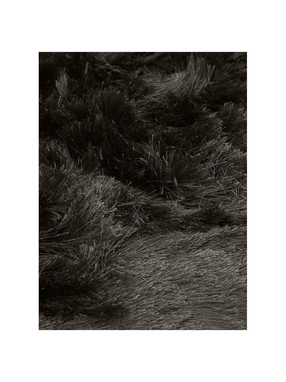 Alfombra de pelo largo brillante Jimmy, Parte superior: 100% poliéster, Reverso: 100% algodón El material , Gris antracita, An 120 x L 180 cm (Tamaño S)