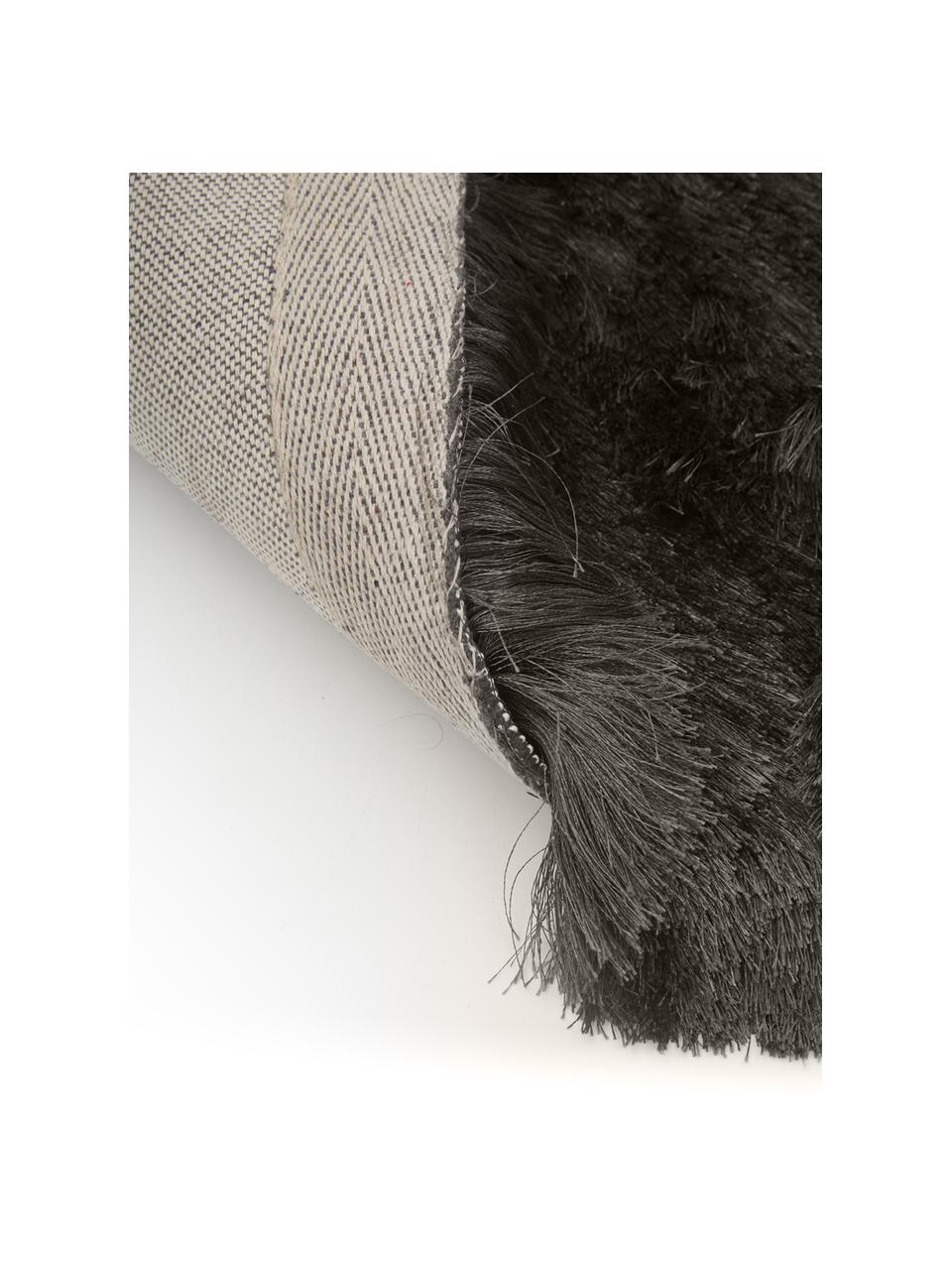Tapis shaggy gris foncé longs poils Jimmy, Gris foncé, larg. 80 x long. 150 cm (taille XS)