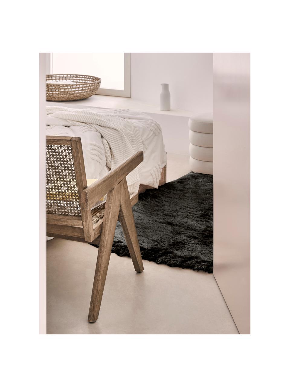 Glänzender Hochflor-Teppich Jimmy, Flor: 100% Polyester, Dunkelgrau, B 80 x L 150 cm (Größe XS)