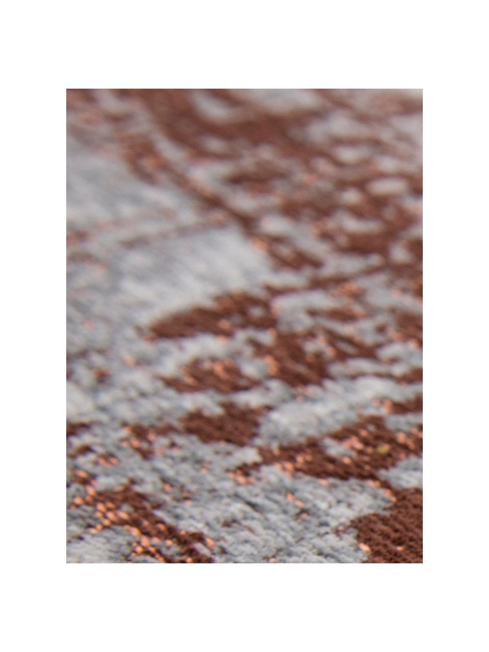 Design laagpolig vloerkleed Griff, Bovenzijde: 85% katoen, 15% hoogglanz, Onderzijde: katoenmix, latex coating, Donkerbruin, grijs, B 140 x L 200 cm (maat S)